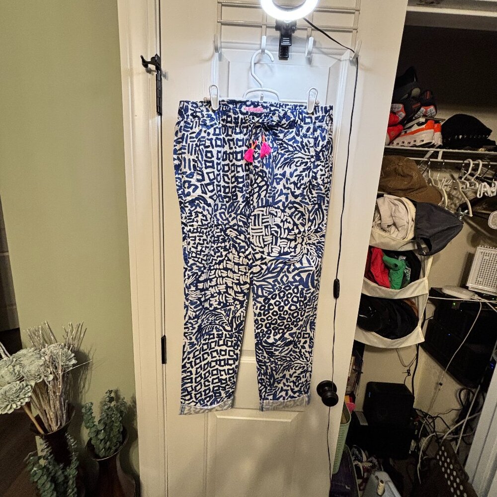 NWT Lilly Pulitzer Women's Size Small Aden Pants Indigo Home Slice